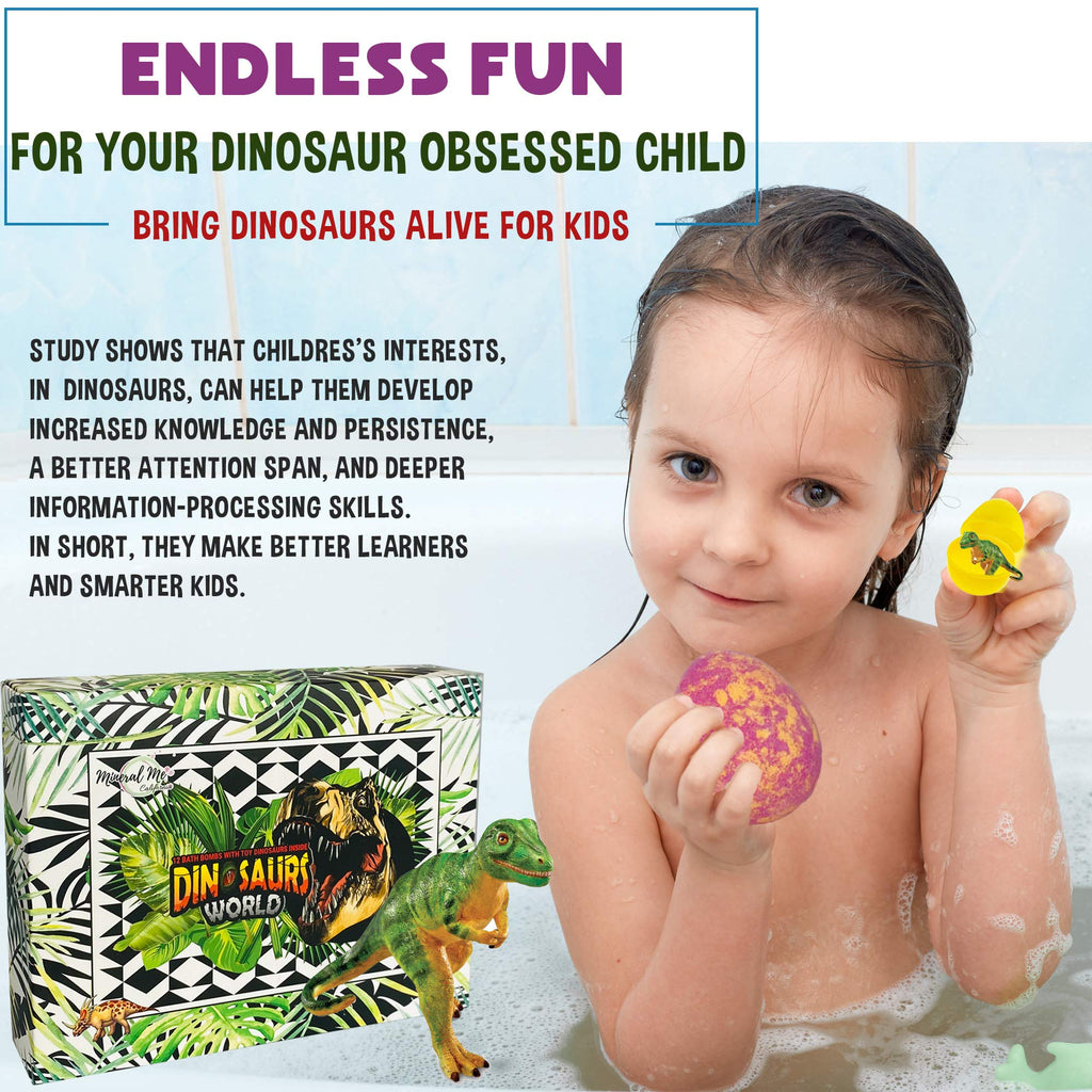 Mineral Me California | 12 Dinosaur Bath Bombs with Toys – Organic Kids Bubble Bath Fizzies