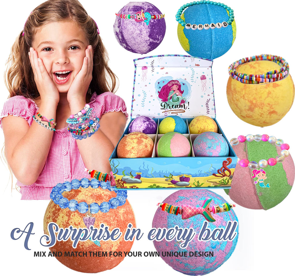 Mineral Me California Mermaid Bath Bombs for Kids – Jewelry Inside & Jewelry Box