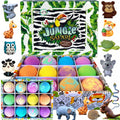 Mineral Me California Kids Bath Bombs with Surprise Inside – 12 Bubble Fizzies & Jungle Animal Toys