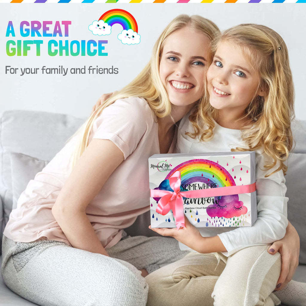 Mineral Me California Bath Bombs for Kids – All Natural Rainbow Cloud Bath Bombs with Organic Shea & Moisturizing Bubbles