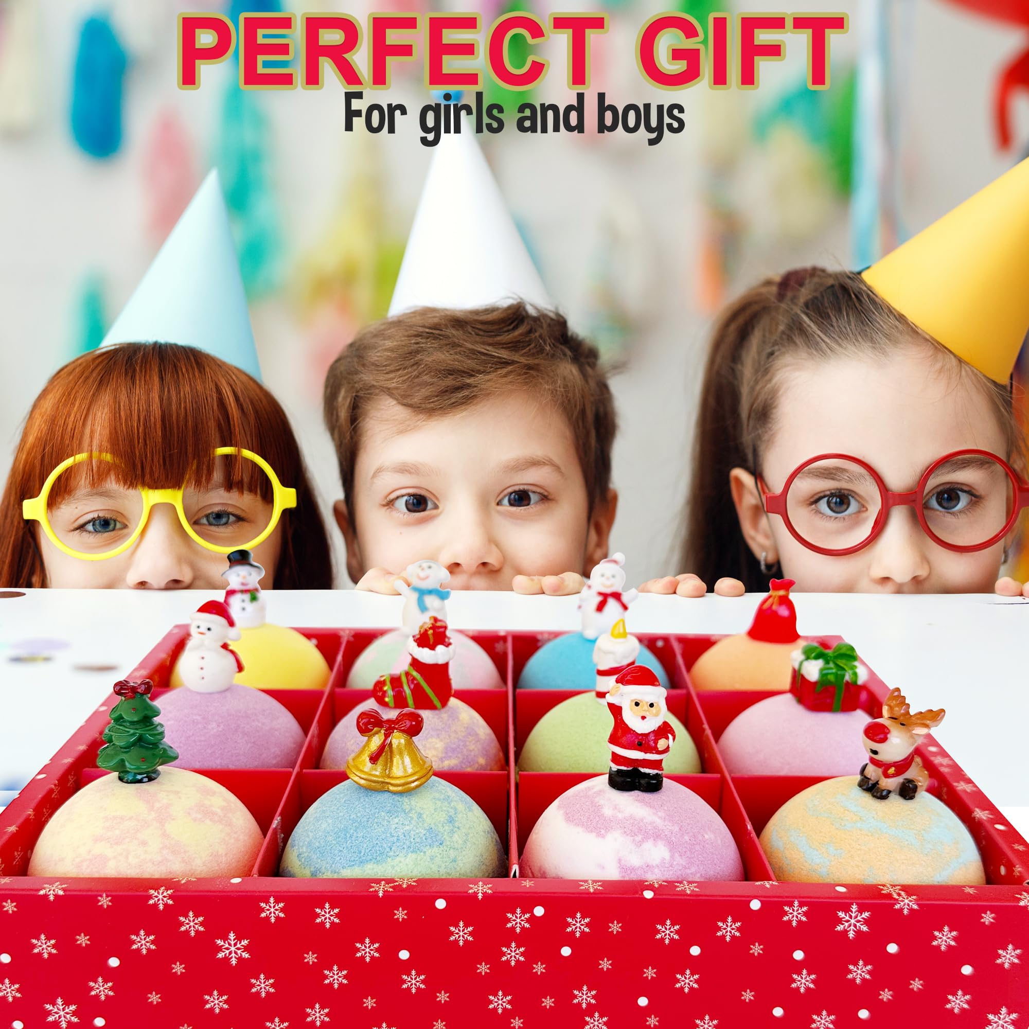 Mineral Me California Christmas Bath Bombs for Kids – 12 Day Advent Calendar Gift Set