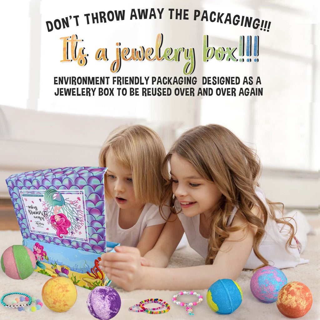 Mineral Me California Mermaid Bath Bombs for Kids – Jewelry Inside & Jewelry Box
