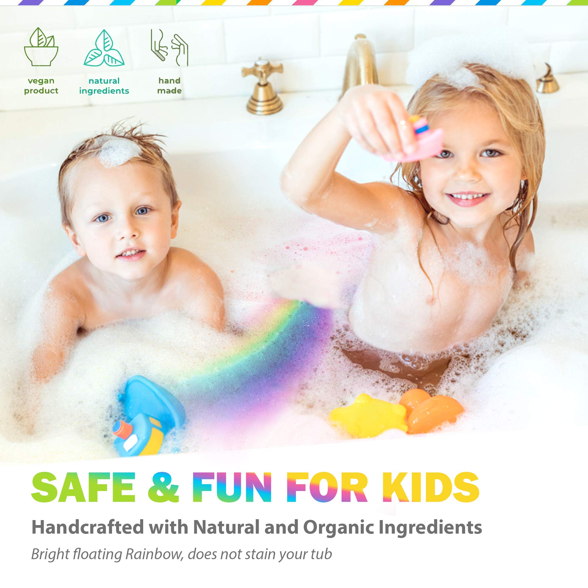 Mineral Me California Bath Bombs for Kids – All Natural Rainbow Cloud Bath Bombs with Organic Shea & Moisturizing Bubbles