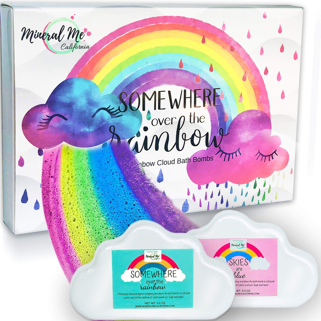 Mineral Me California Bath Bombs for Kids – All Natural Rainbow Cloud Bath Bombs with Organic Shea & Moisturizing Bubbles