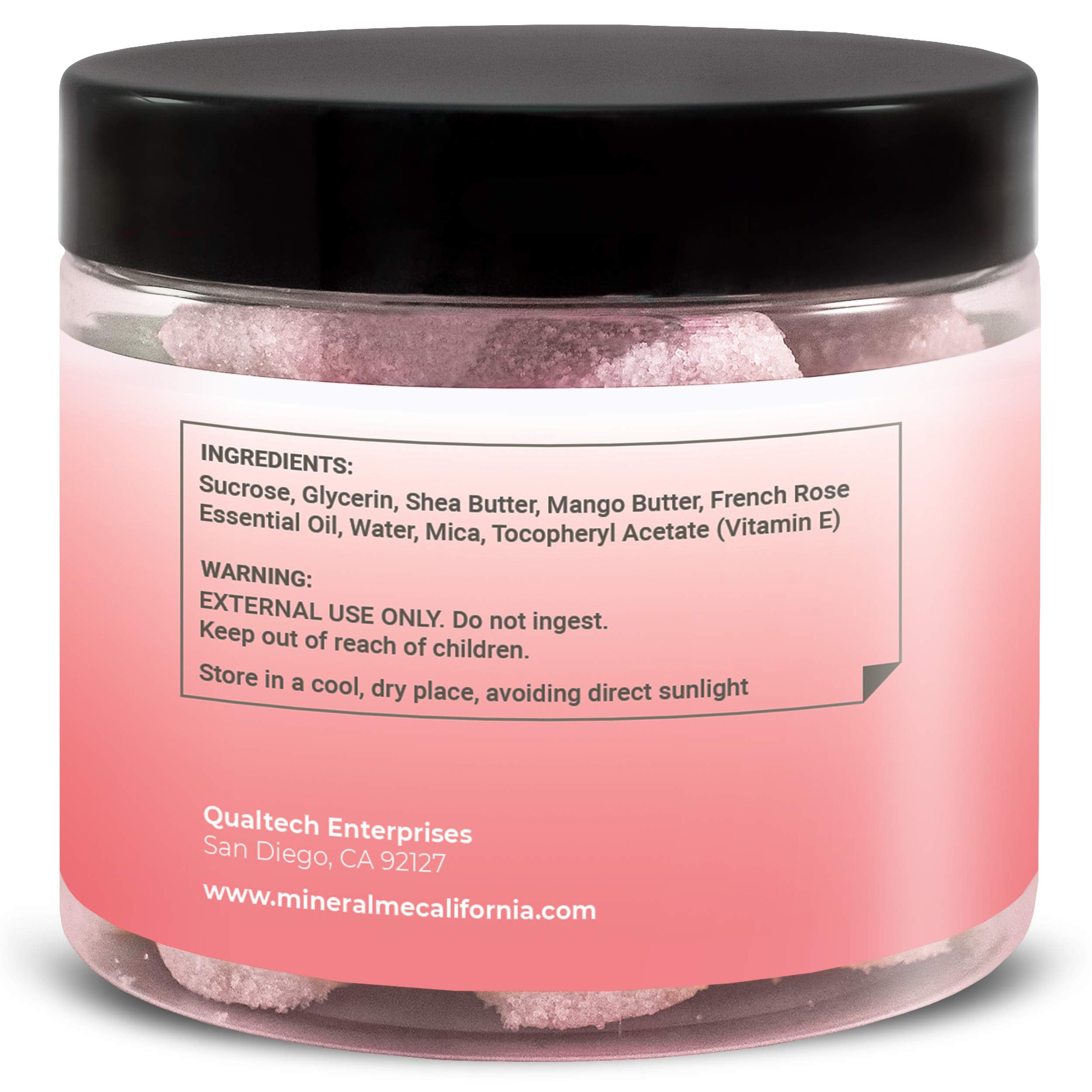 Mineral Me California Body Scrub Exfoliator – 12oz French Rose Sugar Cubes with Mango & Shea Butter