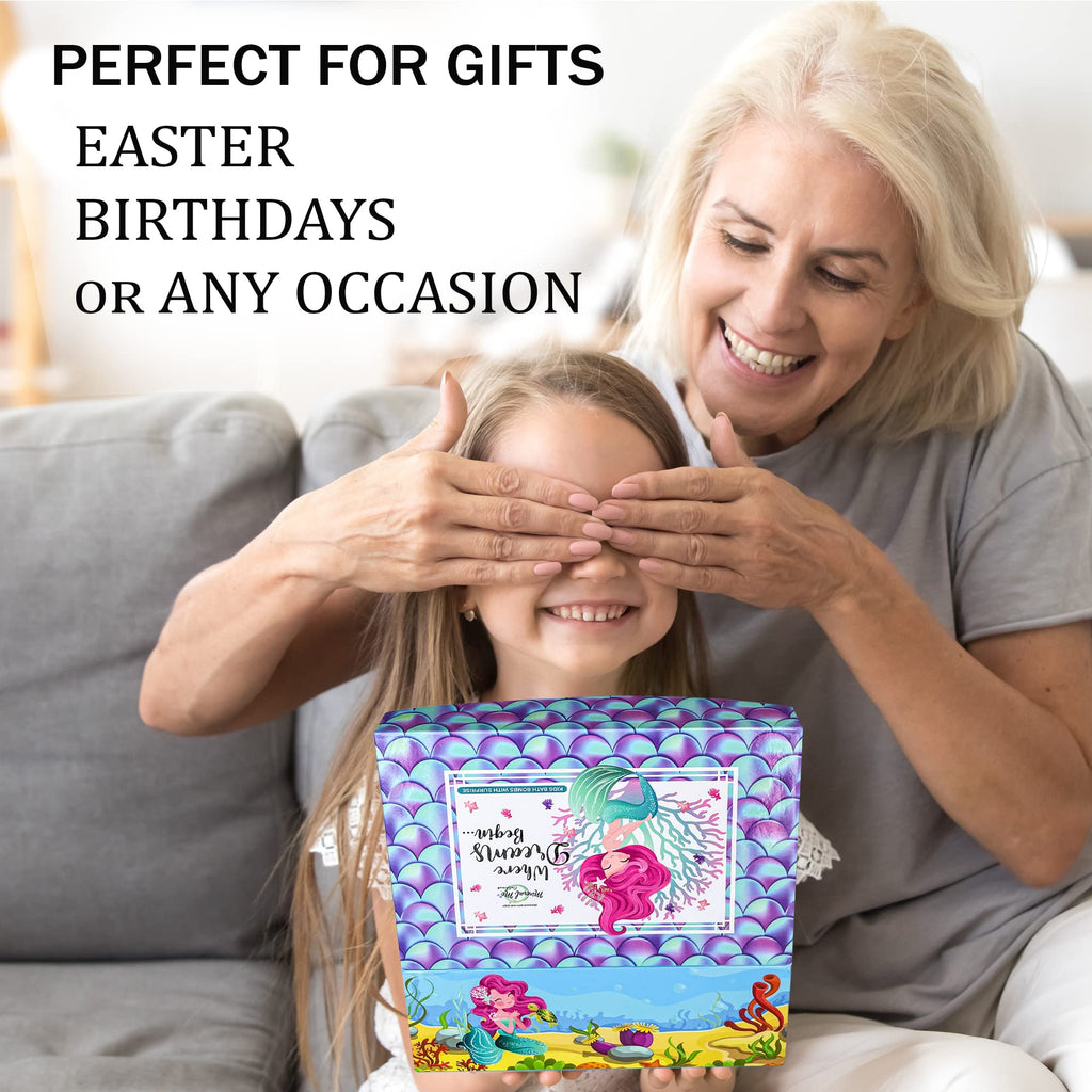 Mineral Me California Mermaid Bath Bombs for Kids – Jewelry Inside & Jewelry Box