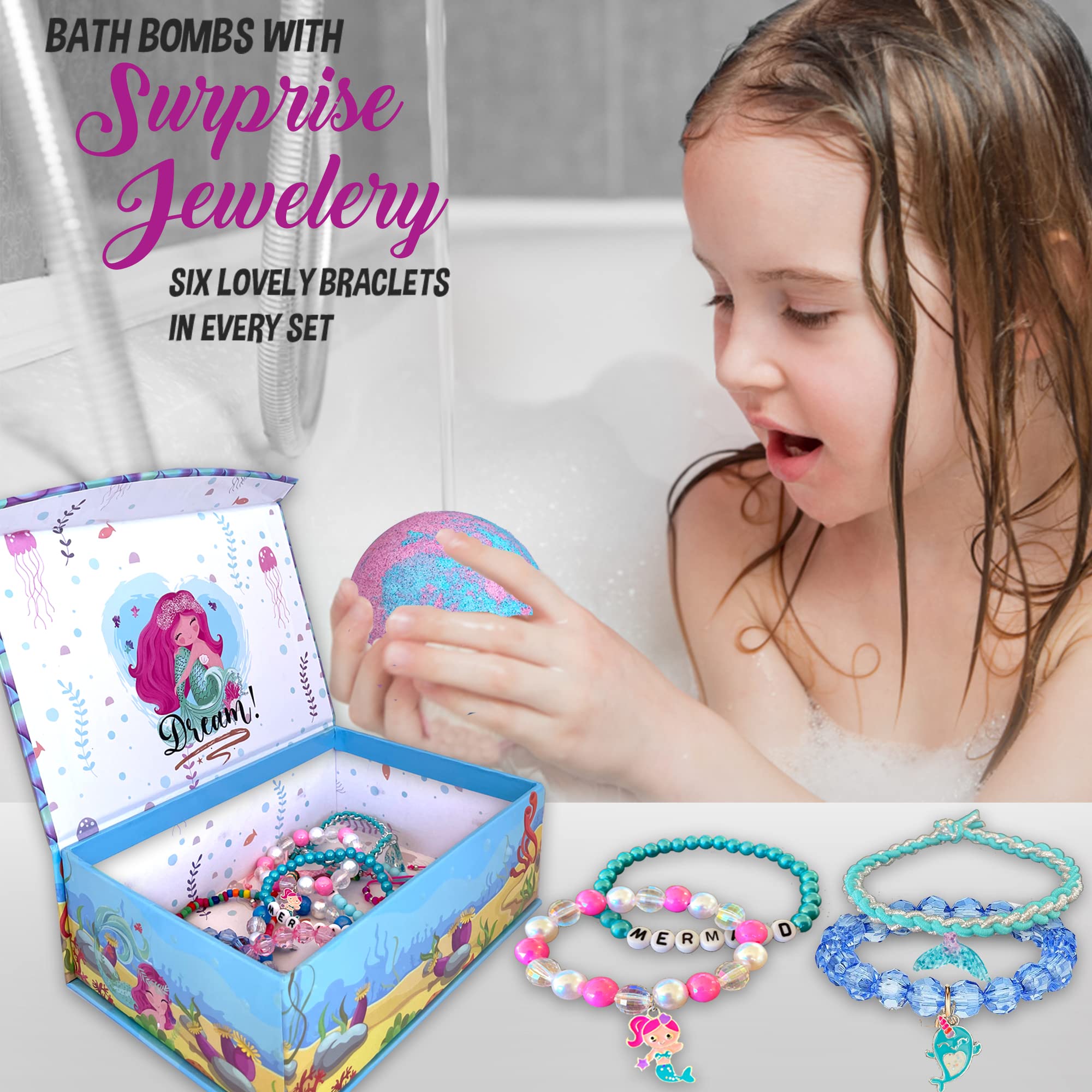 Mineral Me California Mermaid Bath Bombs for Kids – Jewelry Inside & Jewelry Box