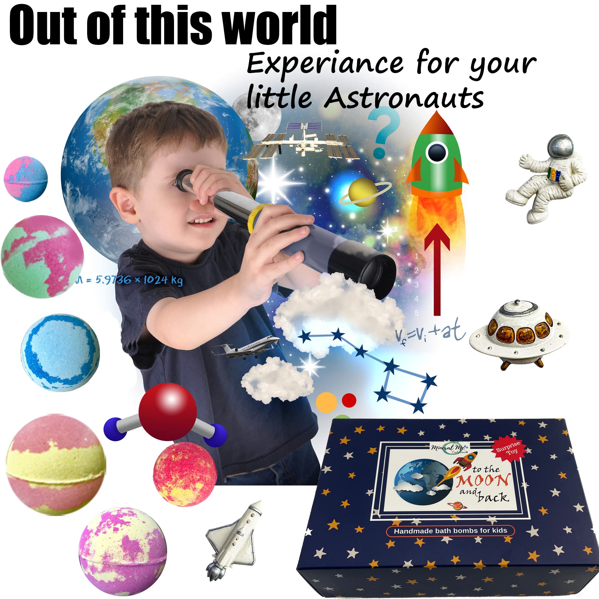 Galaxy Bath Bombs for Kids with Surprise Inside – Organic Bubble Bath by Mineral Me California