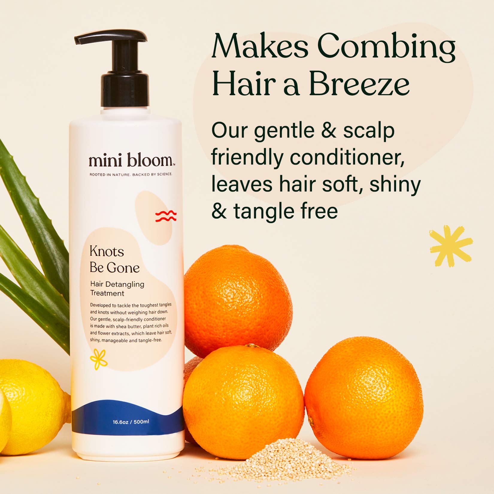 Mini Bloom Knots Be Gone Detangling Conditioner Treatment | Baby & Kid Safe, Shea Butter & Plant Oils | 16.6oz