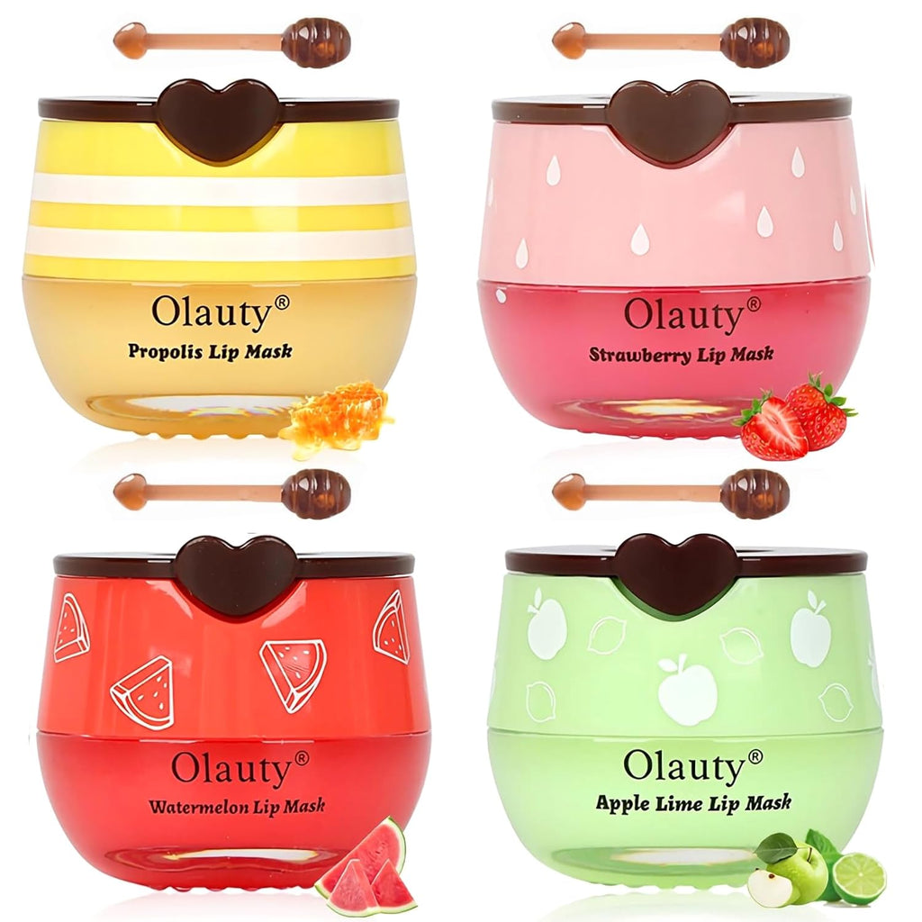 Miniling 4-Pack Bee Lip Balm Honey Pot – Hydrating Lip Mask & Exfoliating Lip Scrub
