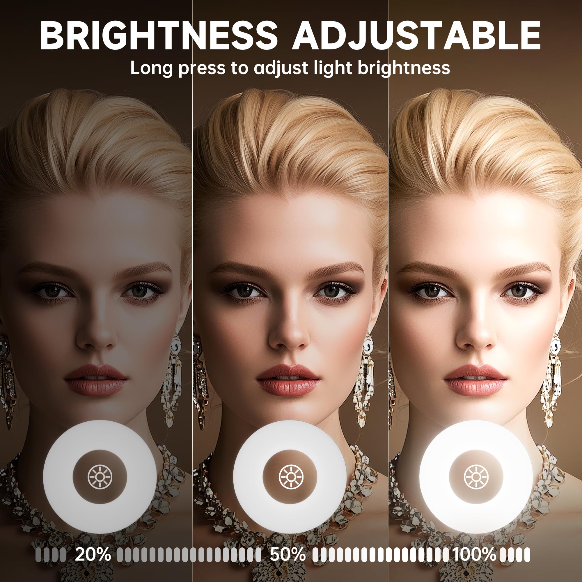 MINISO Vanity Mirror with Lights - 14x18 Arched Makeup Mirror, 3 Color Lights, Adjustable Brightness, 10X Magnification