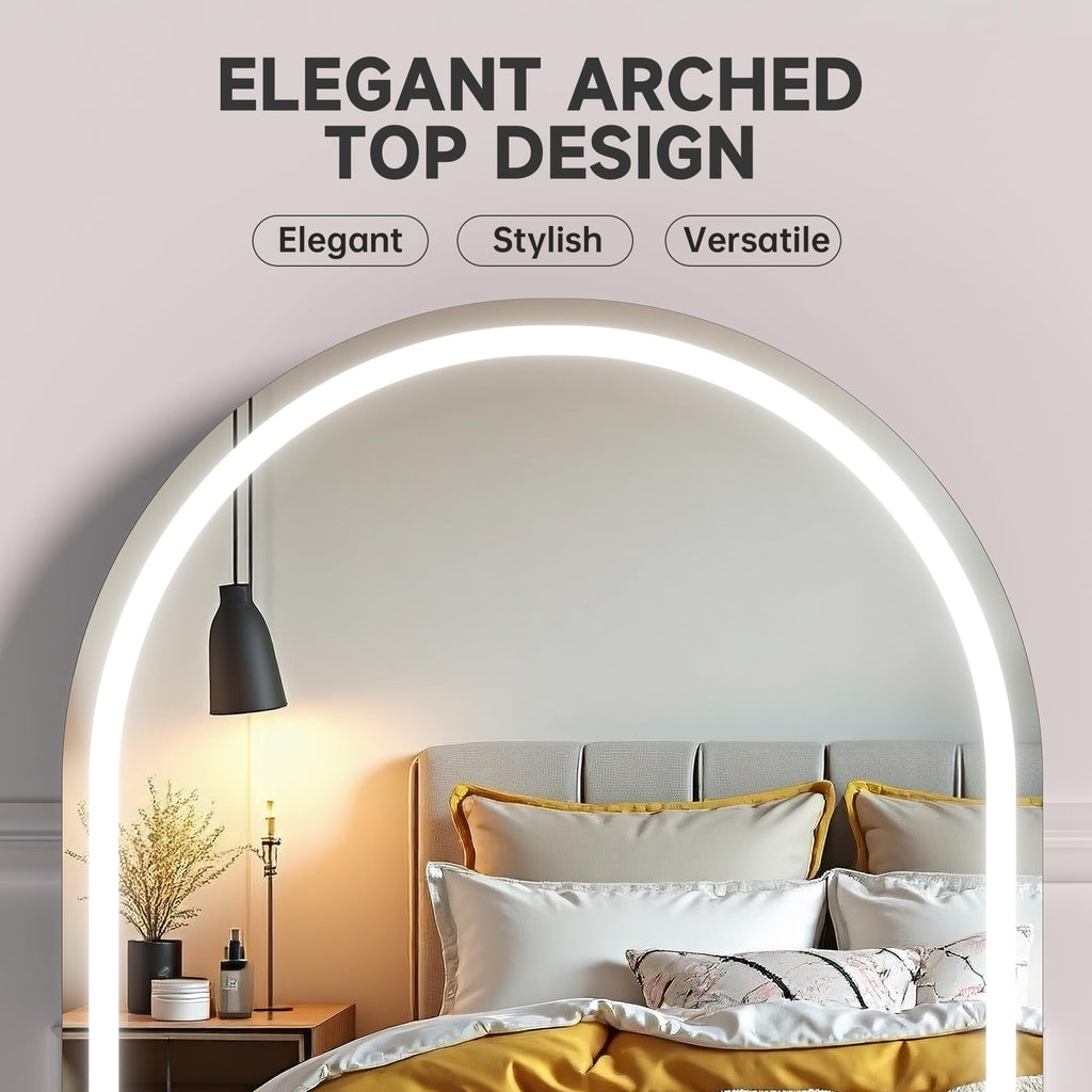MINISO Vanity Mirror with Lights - 14x18 Arched Makeup Mirror, 3 Color Lights, Adjustable Brightness, 10X Magnification