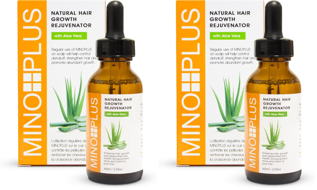 MINO PLUS Natural Hair Growth Serum – 60ml x2 | Aloe Vera, Vitamins A–E for Stronger, Fuller Hair