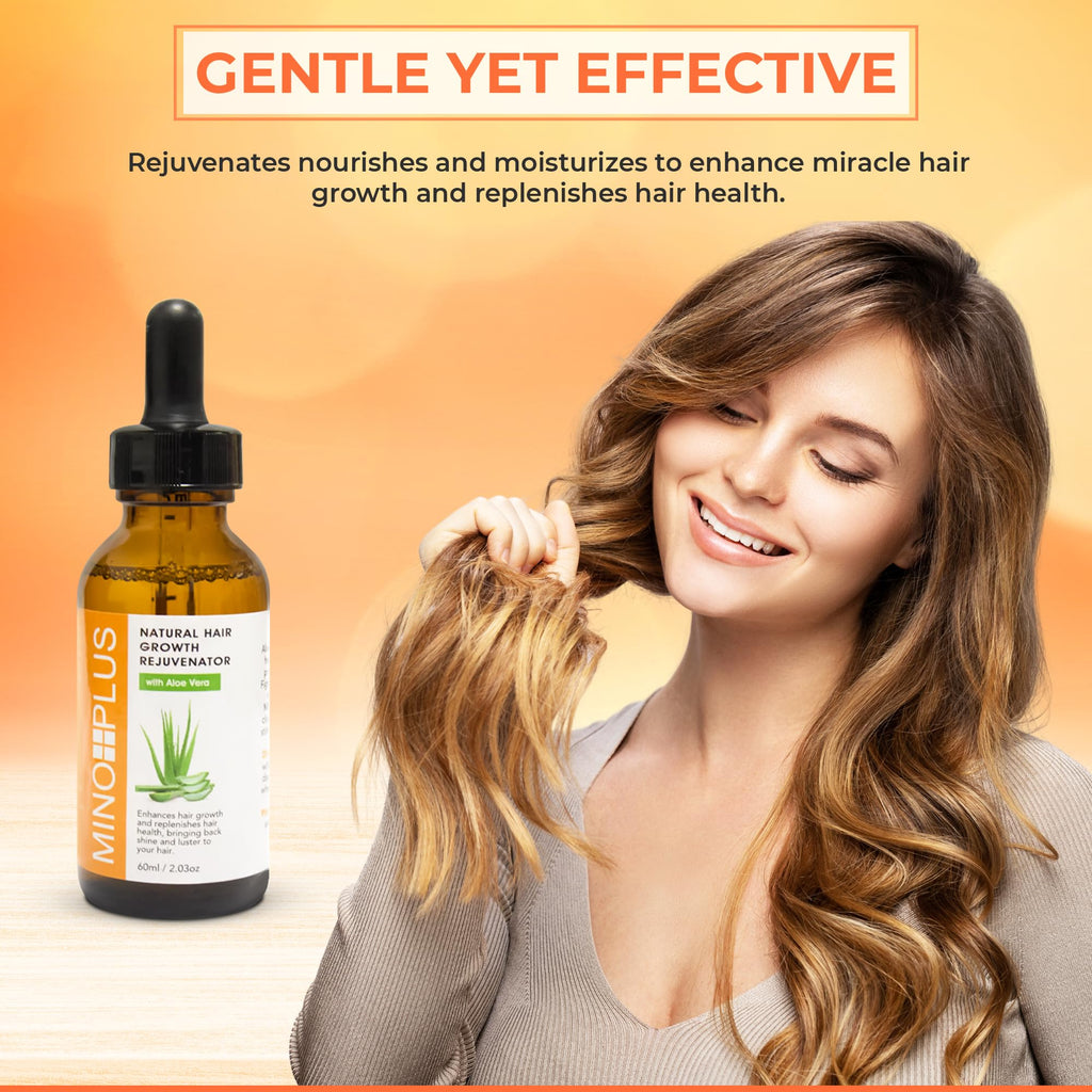 MINO PLUS Natural Hair Growth Serum – 60ml x2 | Aloe Vera, Vitamins A–E for Stronger, Fuller Hair
