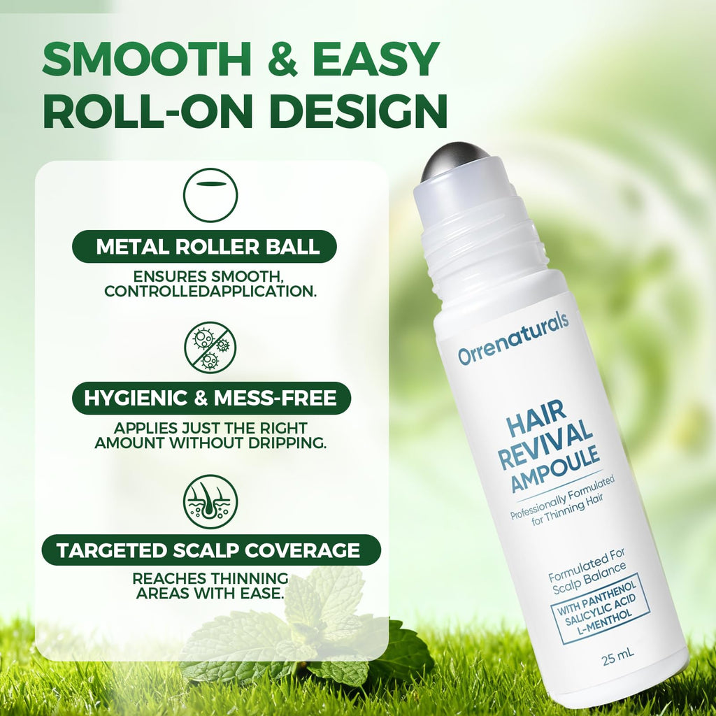 Minyang Orrenaturals Hair Revival Ampoule — Hair Growth Roll-On for Fuller, Thicker Hair (2 Count)