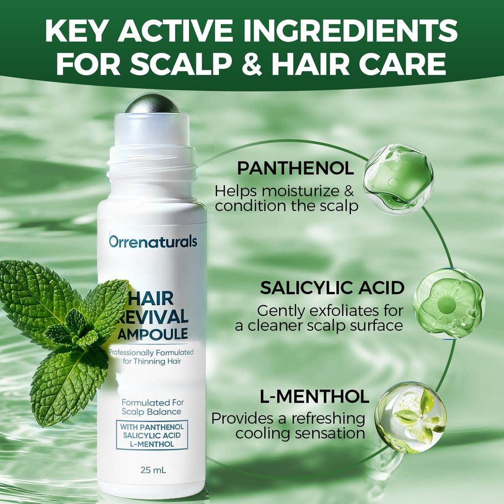 Minyang Orrenaturals Hair Revival Ampoule – Hair Growth Serum Roll-On for Fuller, Thicker Hair