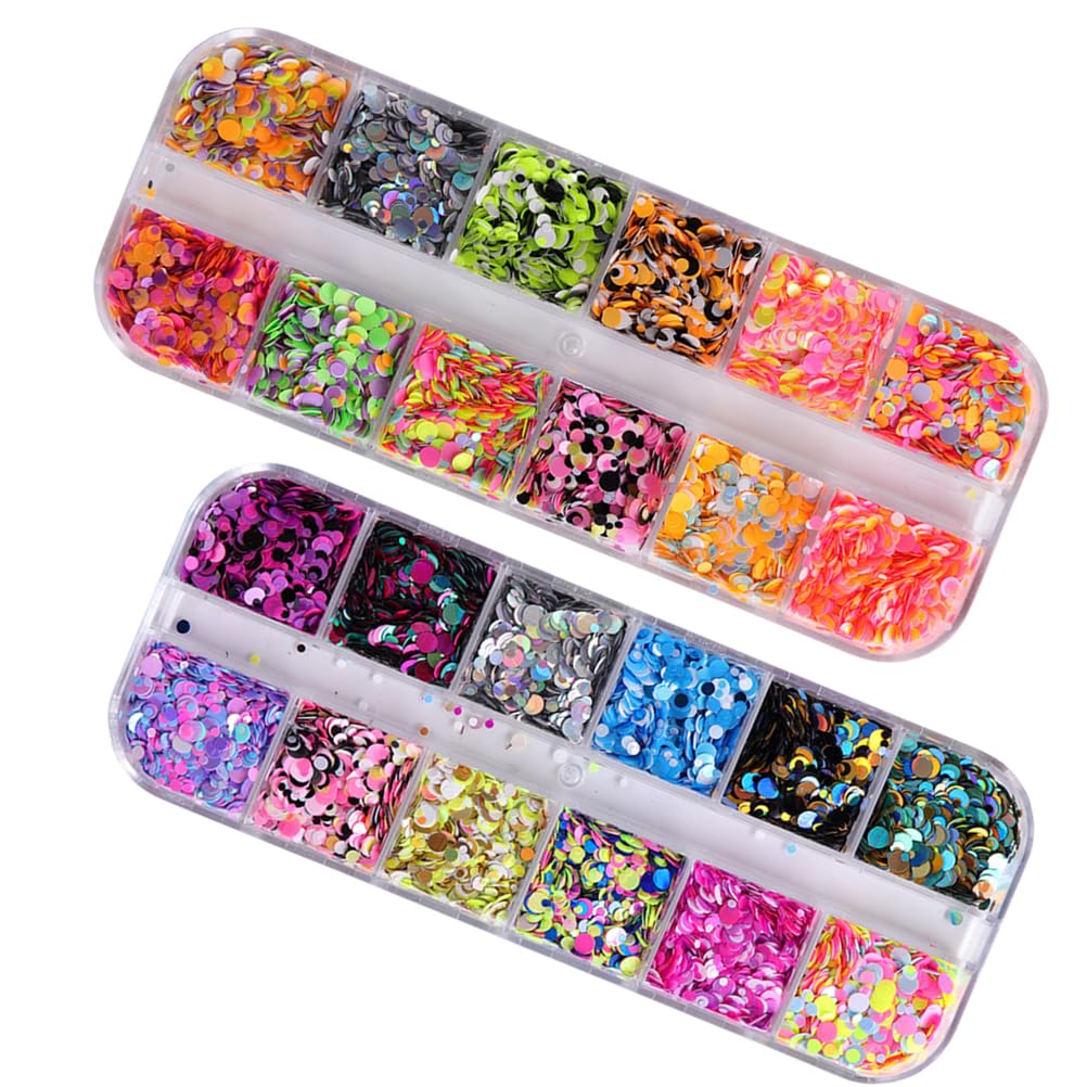 Mipcase 3 Boxes Circle Nail Sequins | Glitter Round Nail Art Stickers