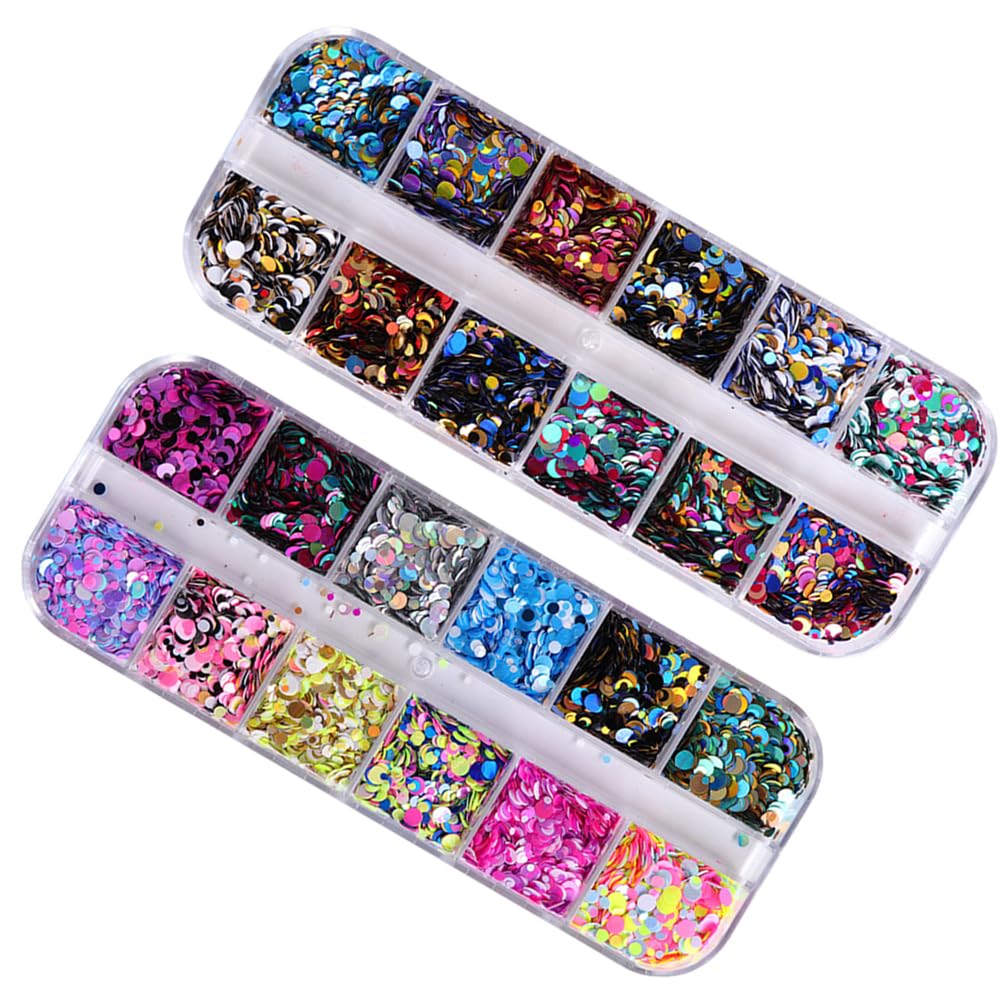 Mipcase 3 Boxes Circle Nail Sequins | Glitter Round Nail Art Stickers