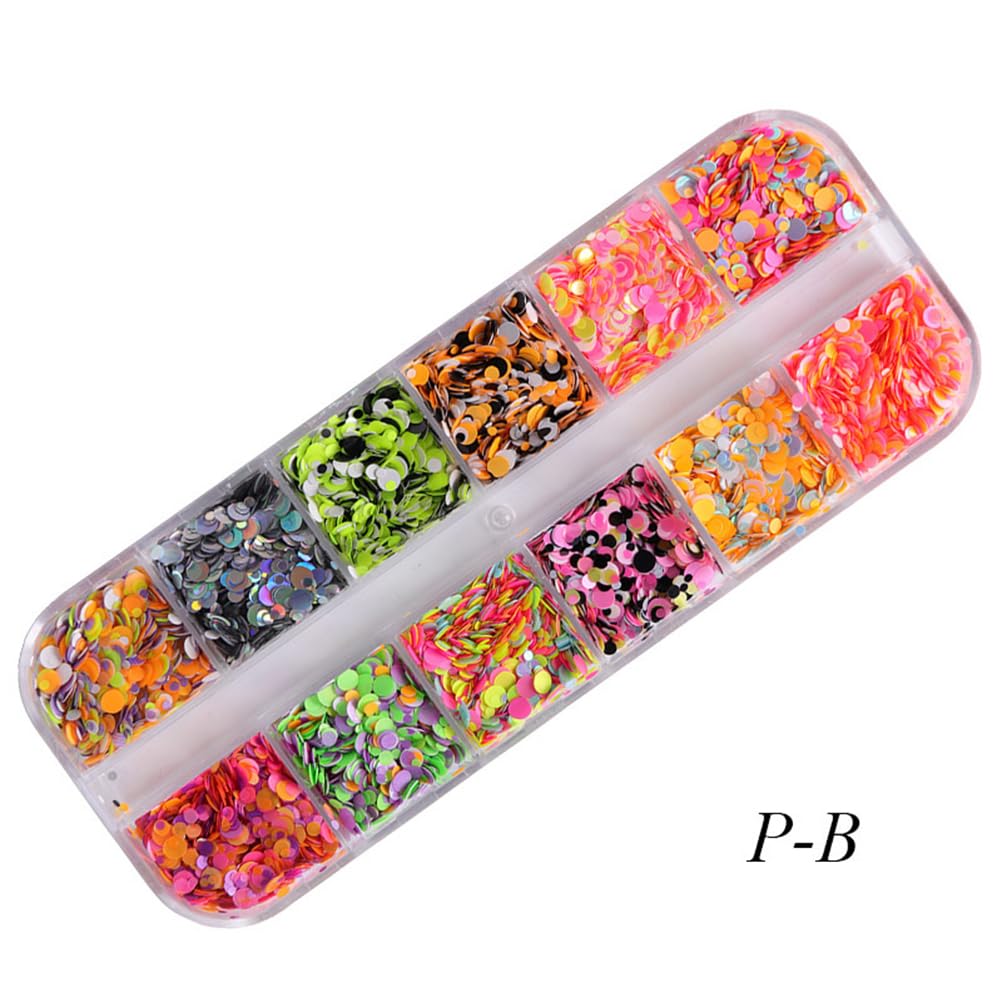 Mipcase 3 Boxes Circle Nail Sequins | Glitter Round Nail Art Stickers