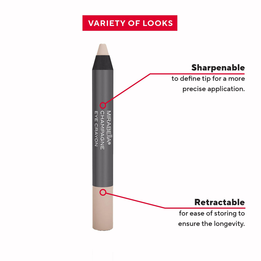 Mirabella Eye Crayon Jumbo Waterproof Eyeliner Pencil in Champagne – 2-in-1 Pigment & Shadow, All-Day Wear