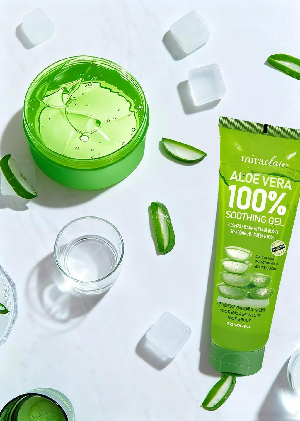 MIRACLAIR Aloe Vera Gel (4PCS) – 8.79 fl oz Travel Size, 100% Pure for Face & Body