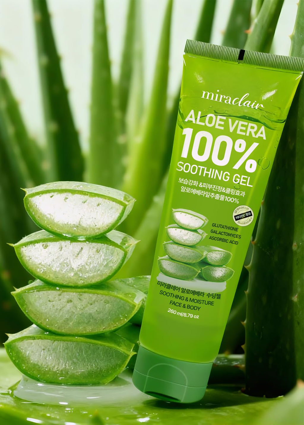 MIRACLAIR Aloe Vera Gel 100% Pure – Hydrating, Soothing for Face & Body | Made in Korea