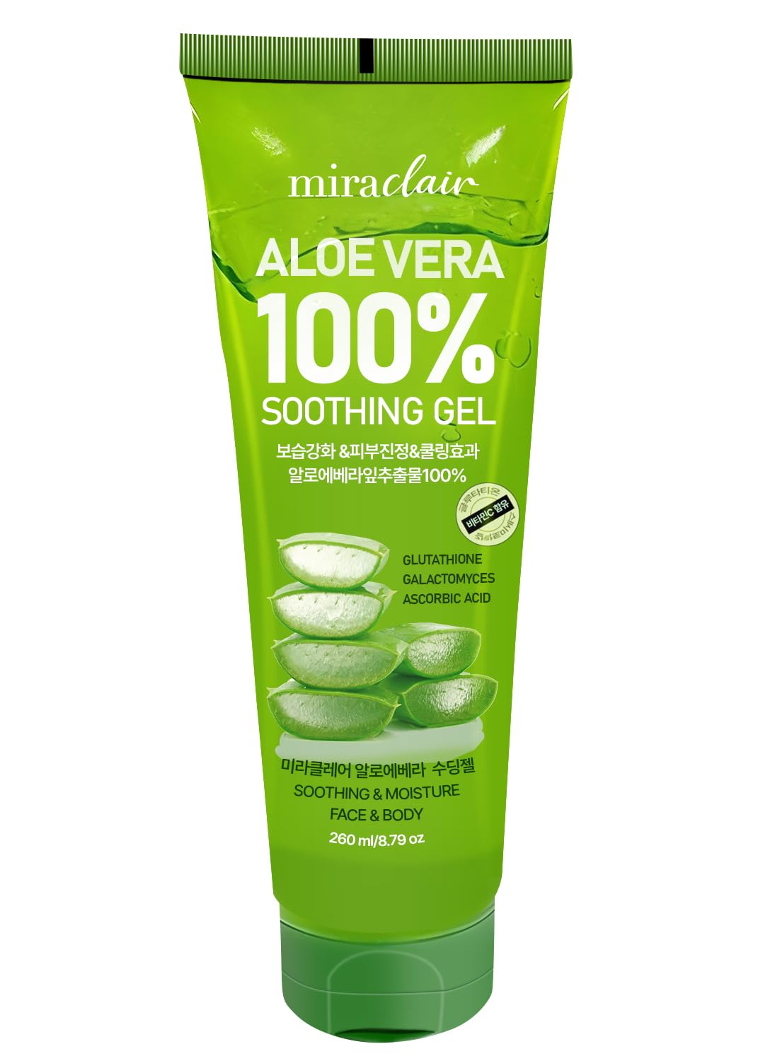 MIRACLAIR Aloe Vera Gel 100% Pure – Hydrating, Soothing for Face & Body | Made in Korea