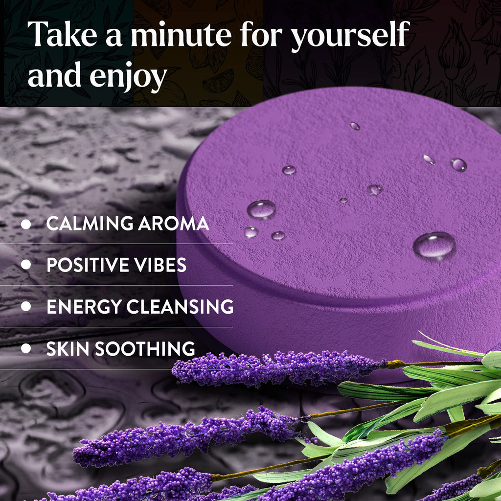 Miracle Made Lavender Aromatherapy Shower Steamers – Relaxing Essential Oil Shower Bombs (15 Melts)