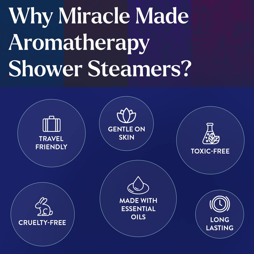 Miracle Made Lavender Aromatherapy Shower Steamers – Relaxing Essential Oil Shower Bombs (15 Melts)