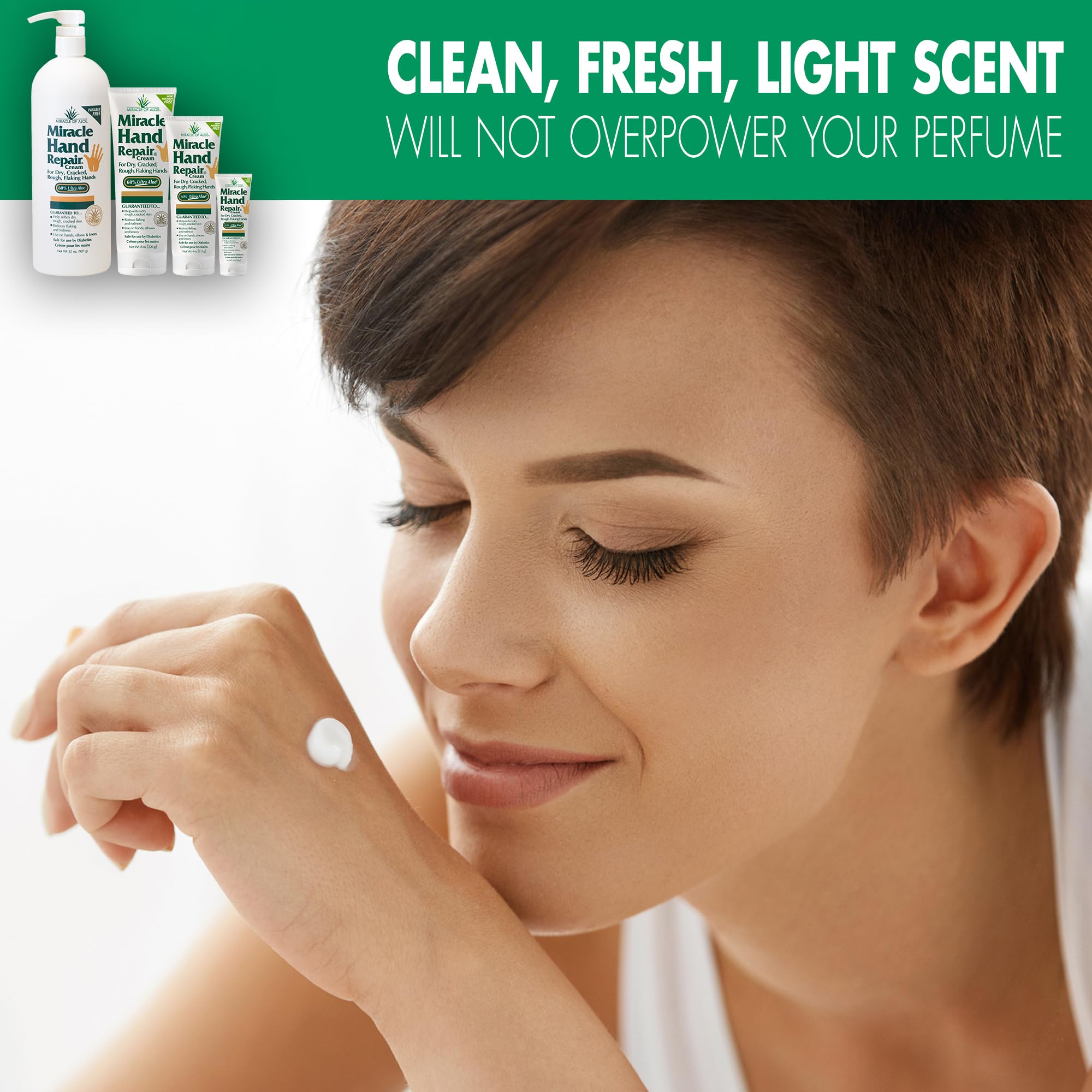 Miracle of Aloe Hand Repair Cream – 60% UltraAloe, 8 oz, Non-Greasy, Fast-Absorbing (2-Pack)