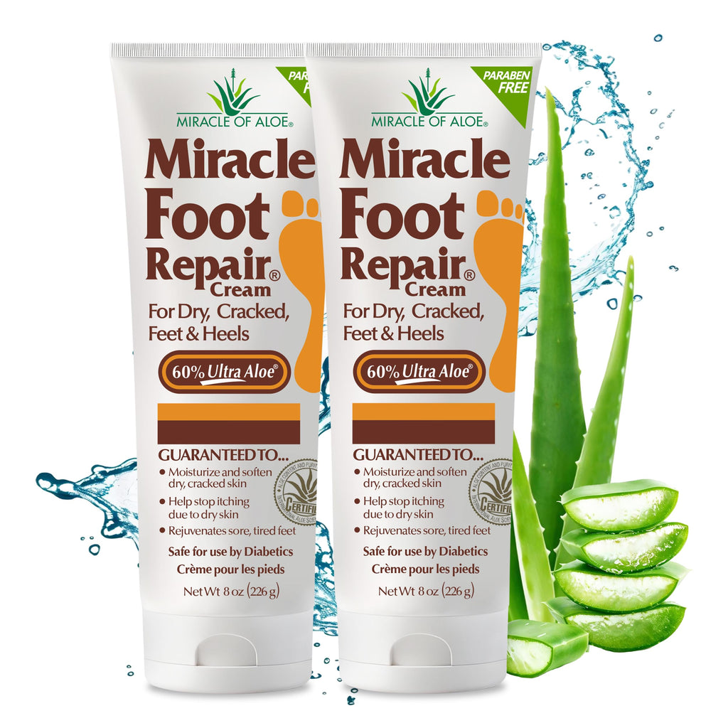 Miracle of Aloe Miracle Foot Repair Cream – 60% Ultra Aloe, 2-Pack (8 oz)