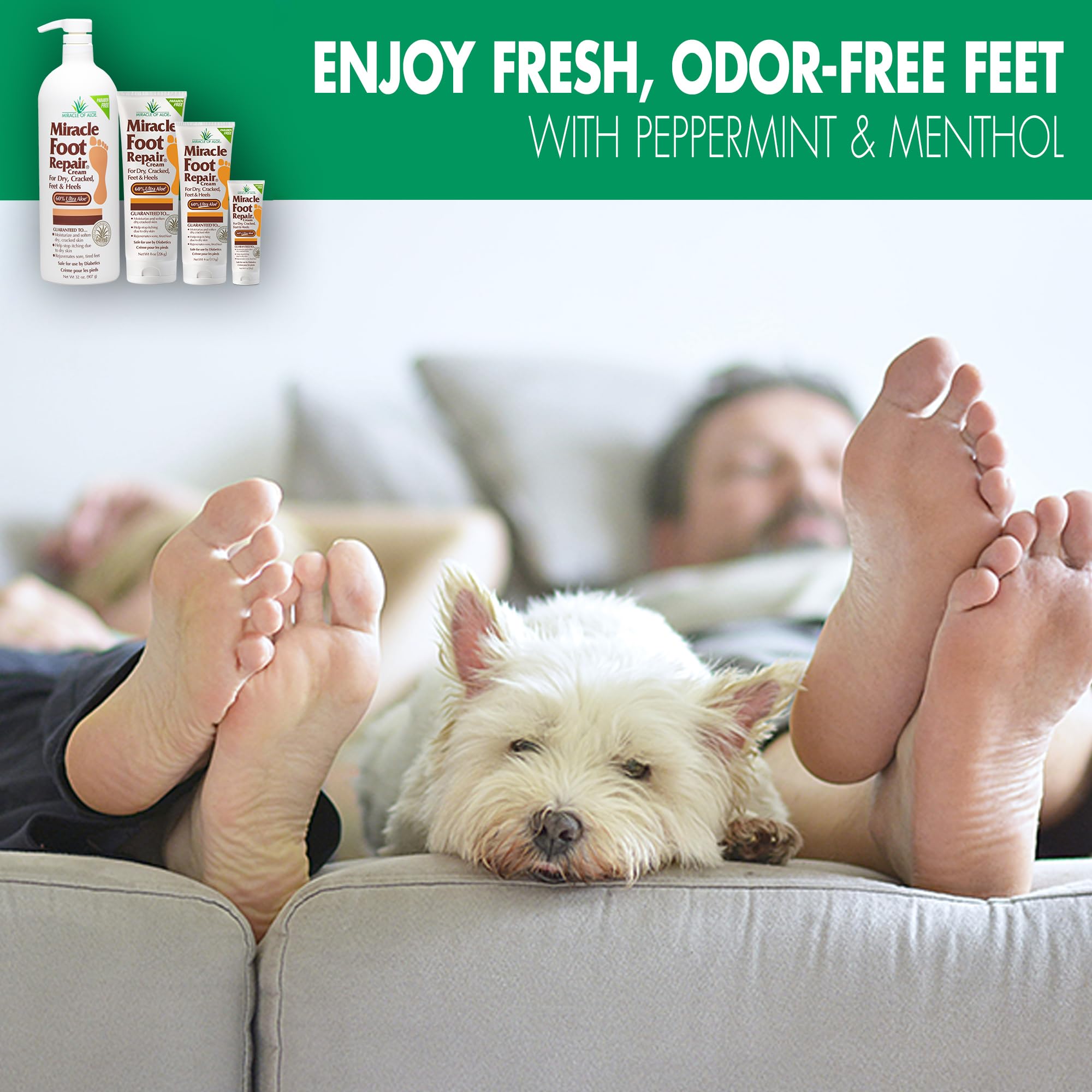 Miracle of Aloe Foot Repair Cream (32 oz) – 60% Ultra Aloe Moisturizes