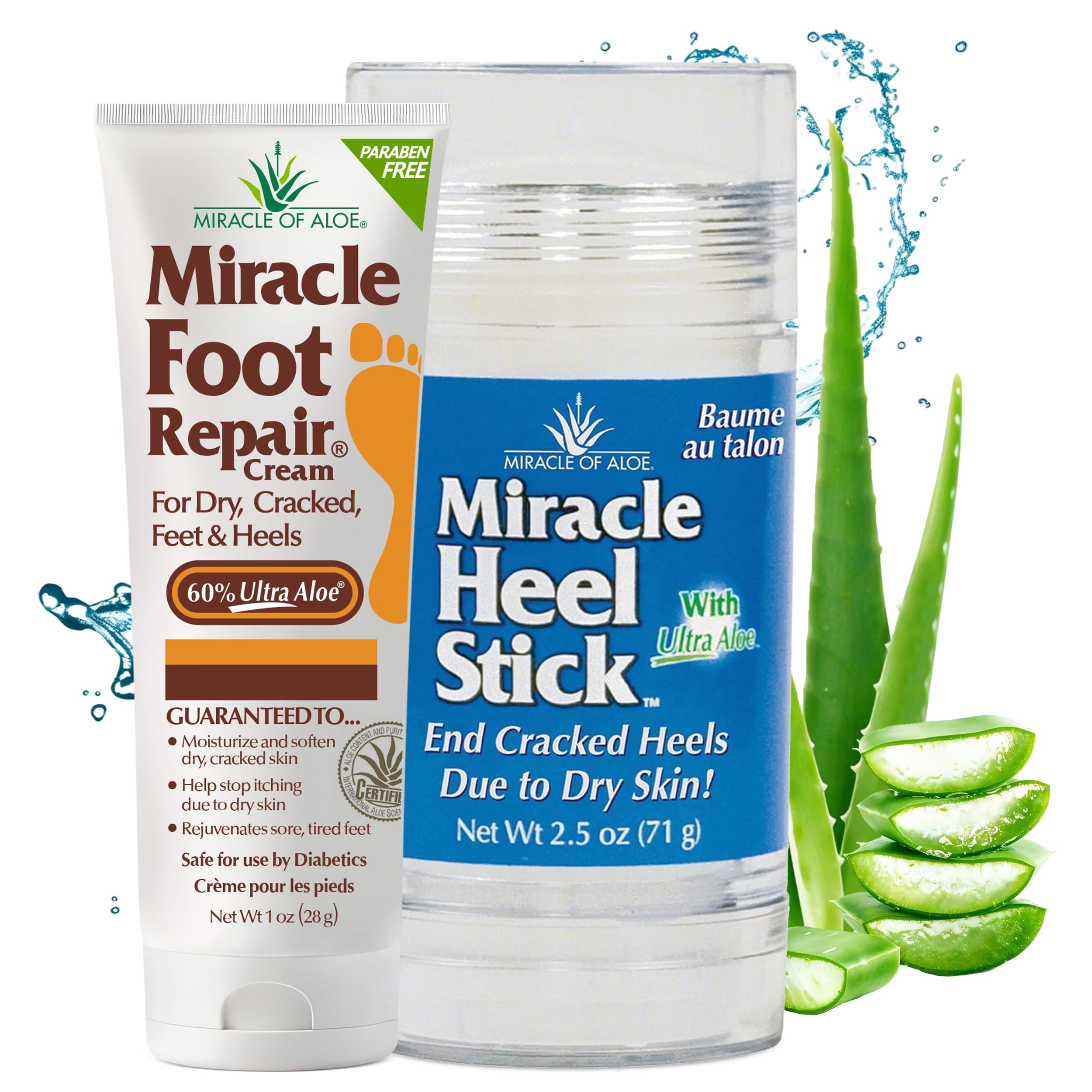 Miracle of Aloe Heel Balm & Foot Repair Cream – Ultra Aloe Moisturizing Duo for Dry, Cracked Feet