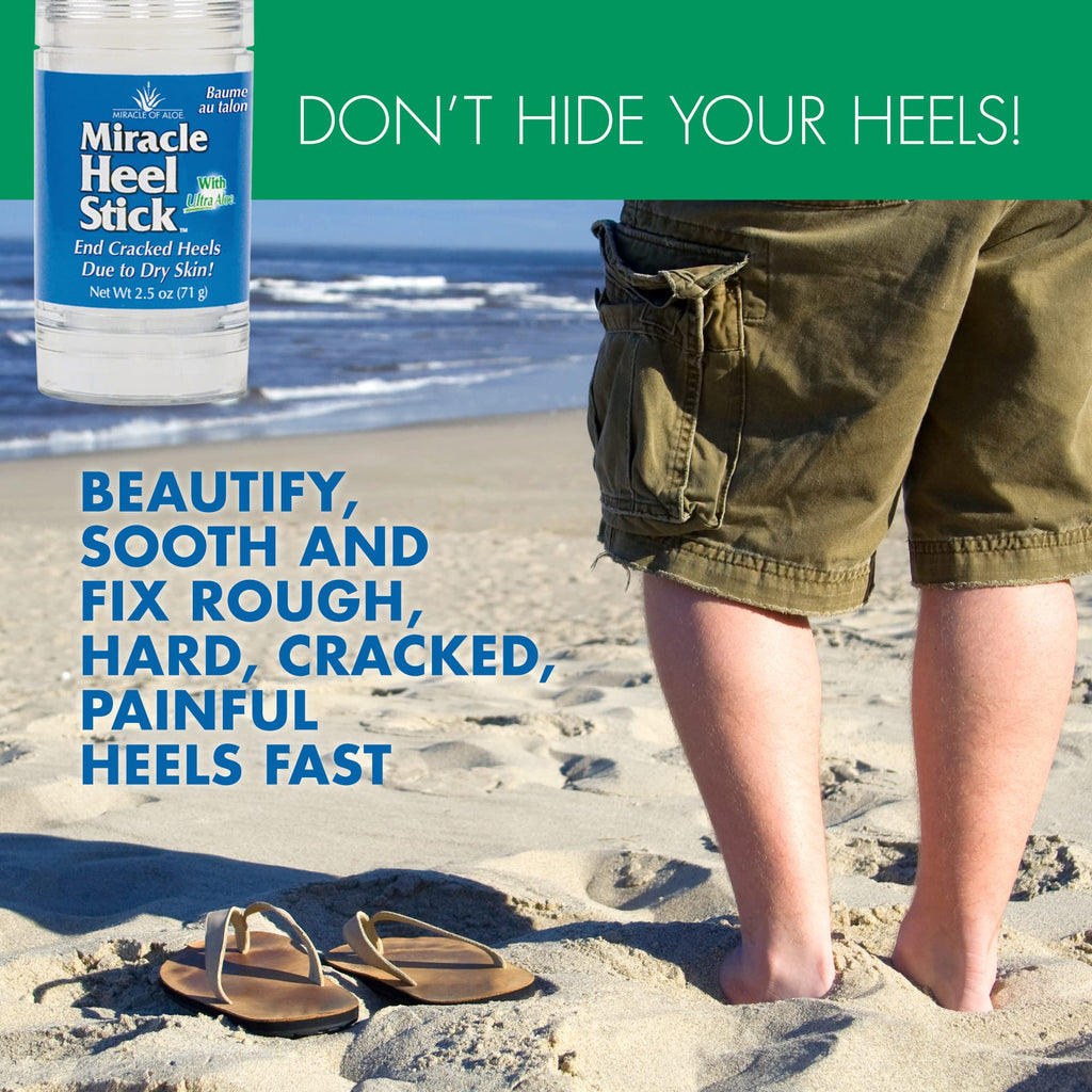 Miracle of Aloe Heel Balm Stick with Gel Socks – Soothe Dry, Cracked Heels