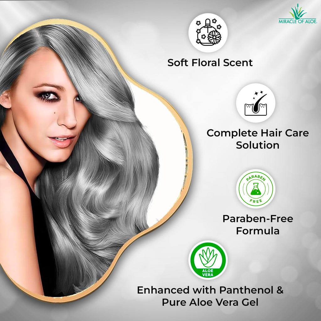 Miracle of Aloe Softly Silver Shampoo - 2-in-1 Purple Restorative Wash for Gray Hair