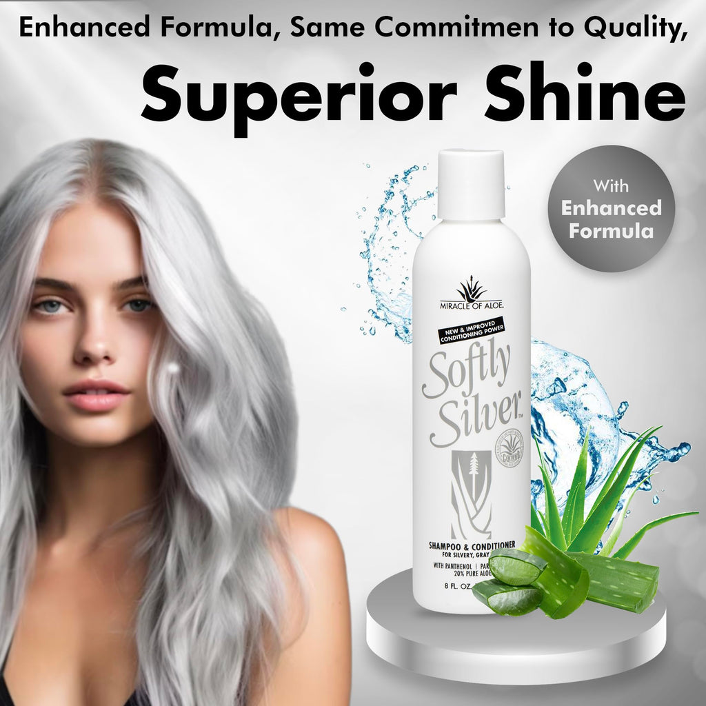 Miracle of Aloe Softly Silver Shampoo - 2-in-1 Purple Restorative Wash for Gray Hair
