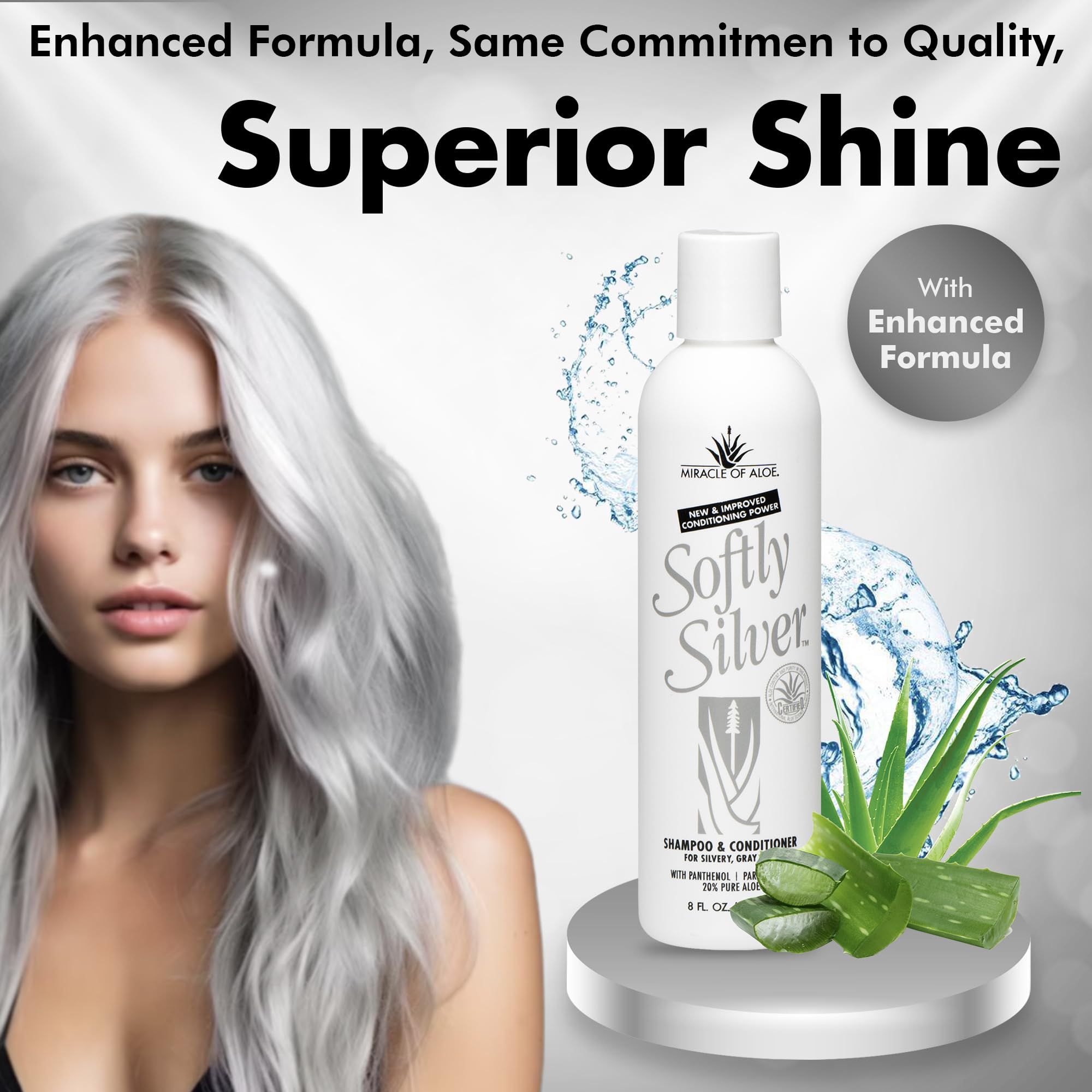 Miracle of Aloe Softly Silver Shampoo - 2-in-1 Purple Restorative Wash for Gray Hair