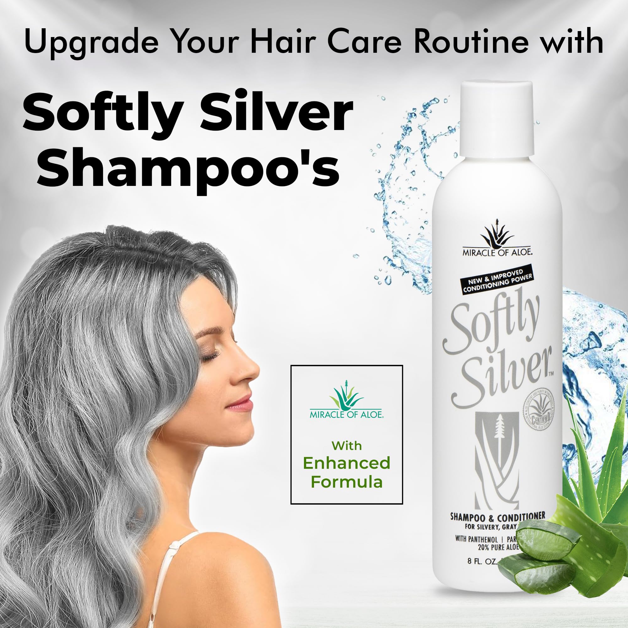 Miracle of Aloe Softly Silver Shampoo - 2-in-1 Purple Restorative Wash for Gray Hair