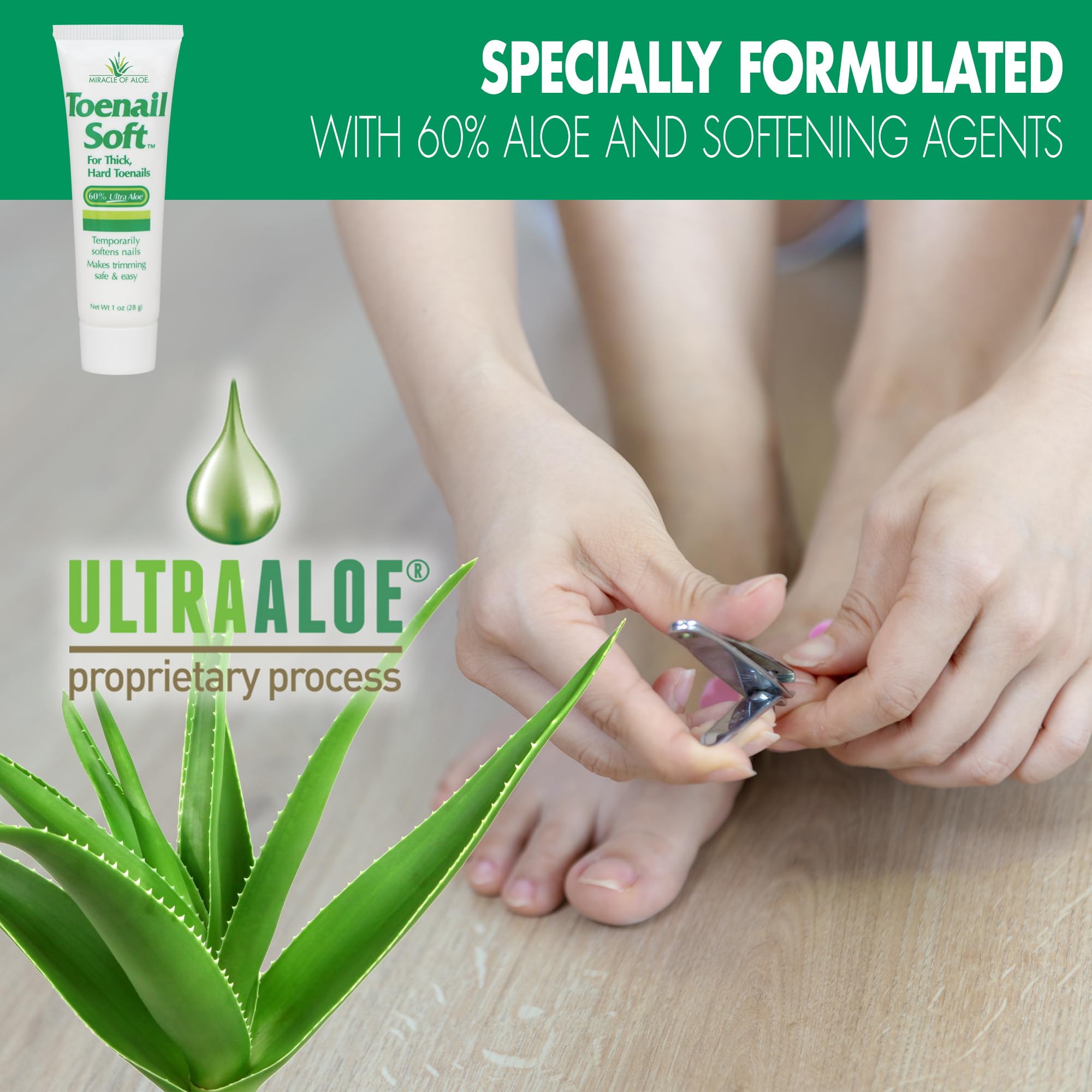 Miracle of Aloe Toenail Softener Cream – Fast-Acting, Non-Greasy, Safe for All Ages