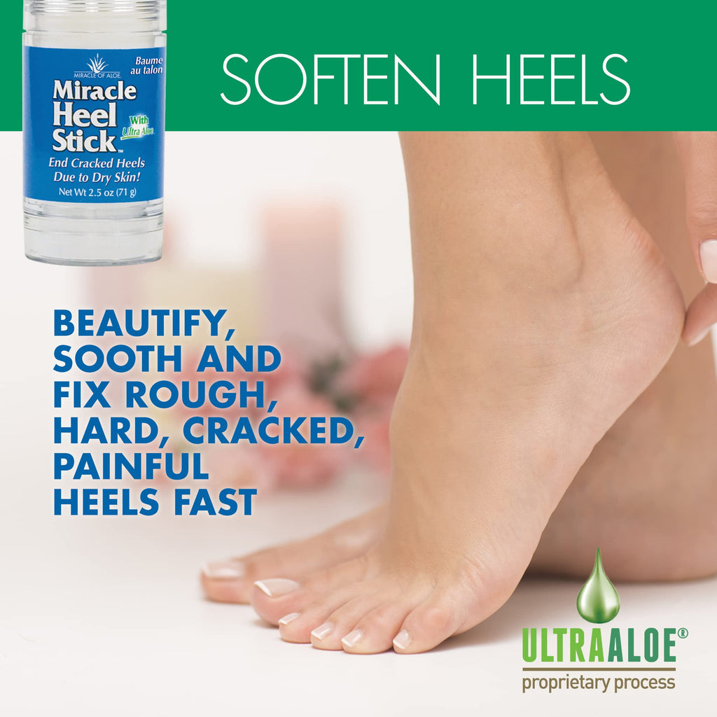 Miracle of Aloe Heel Balm Stick with Gel Socks – Soothe Dry, Cracked Heels