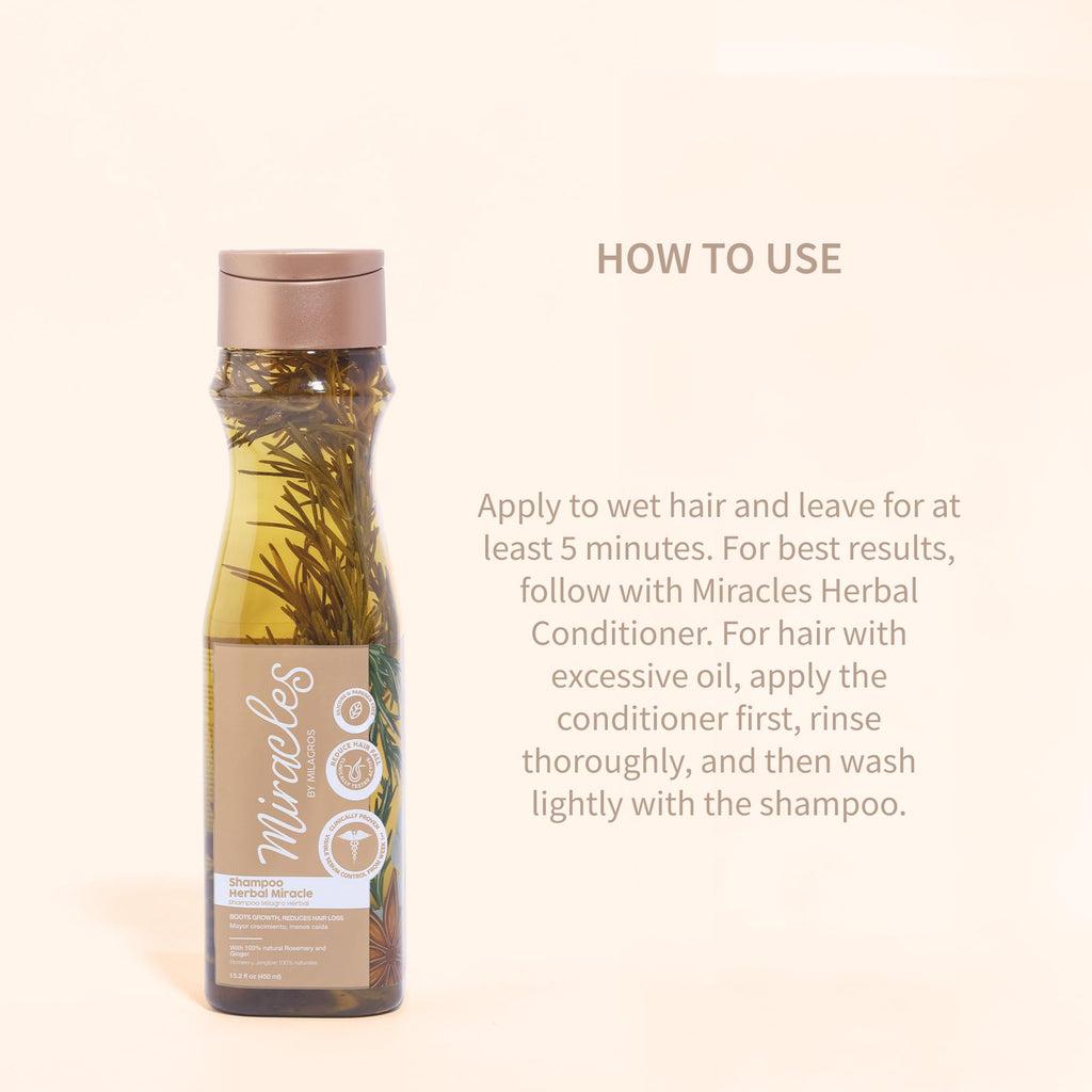 Miracles By Milagros Herbal Miracle Rosemary Shampoo – Salt-Free, Oil Control for Oily Hair
