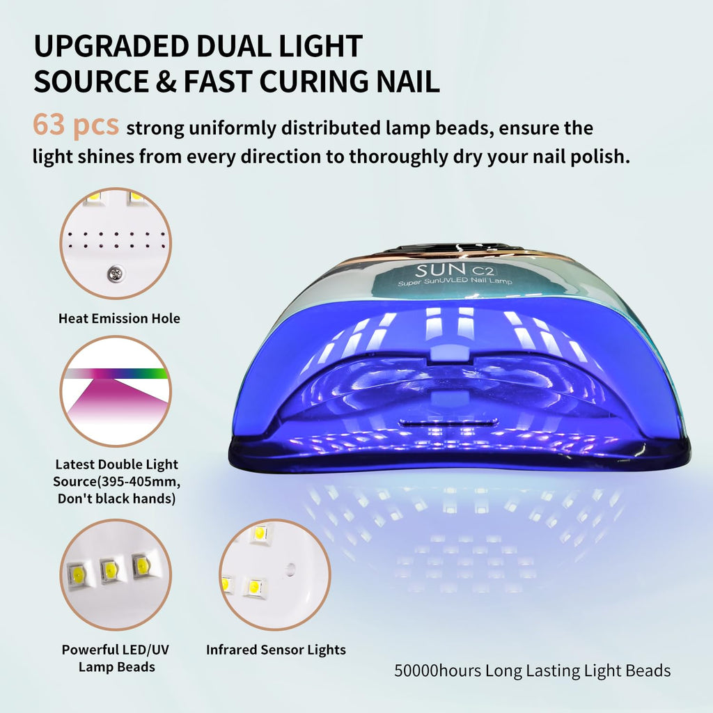 MIRAGE LAYON UV Nail Lamp 288W with 63 LED Beads, LCD Display, Auto Sensor, 4 Timers