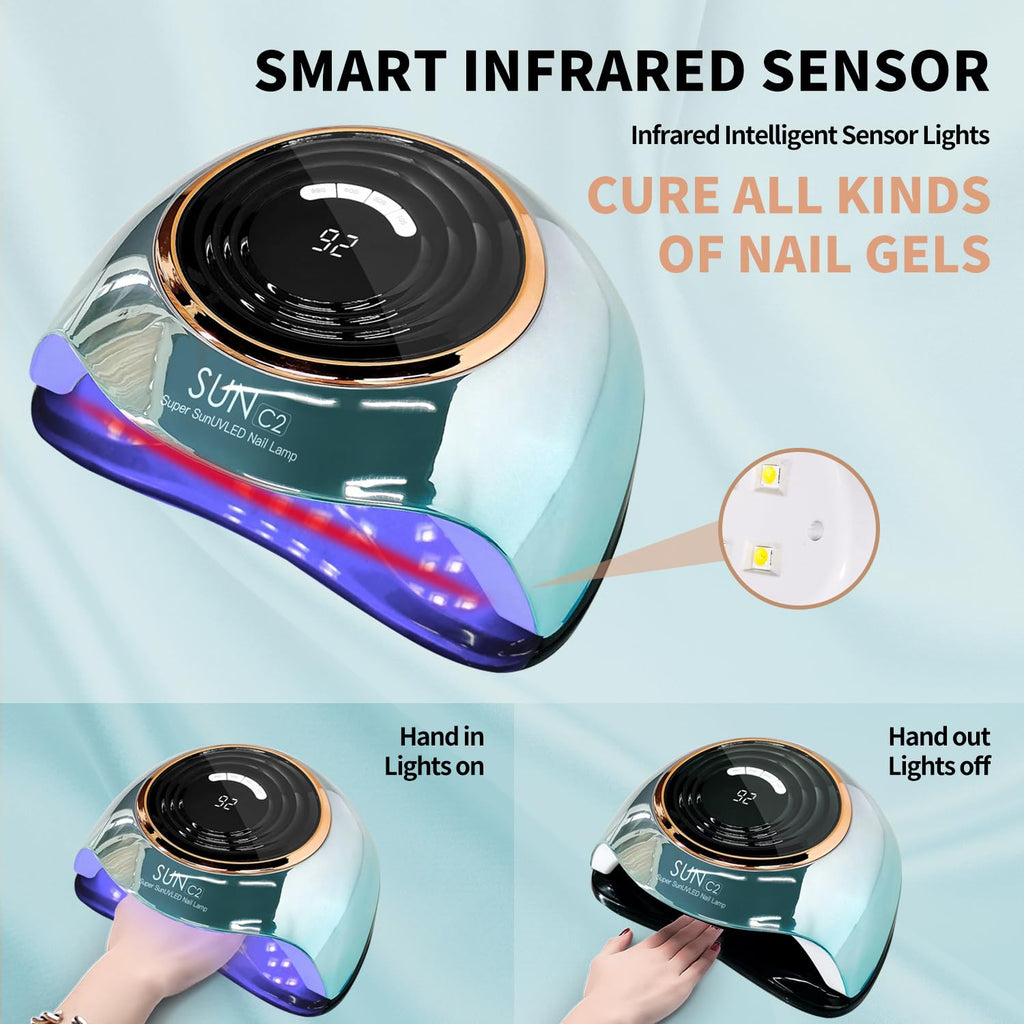 MIRAGE LAYON UV Nail Lamp 288W with 63 LED Beads, LCD Display, Auto Sensor, 4 Timers