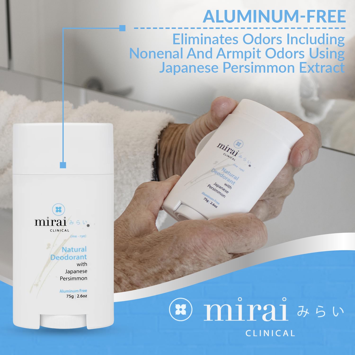 Mirai Clinical All Natural Deodorant – Unscented, Aluminum-Free, Full-Body Use