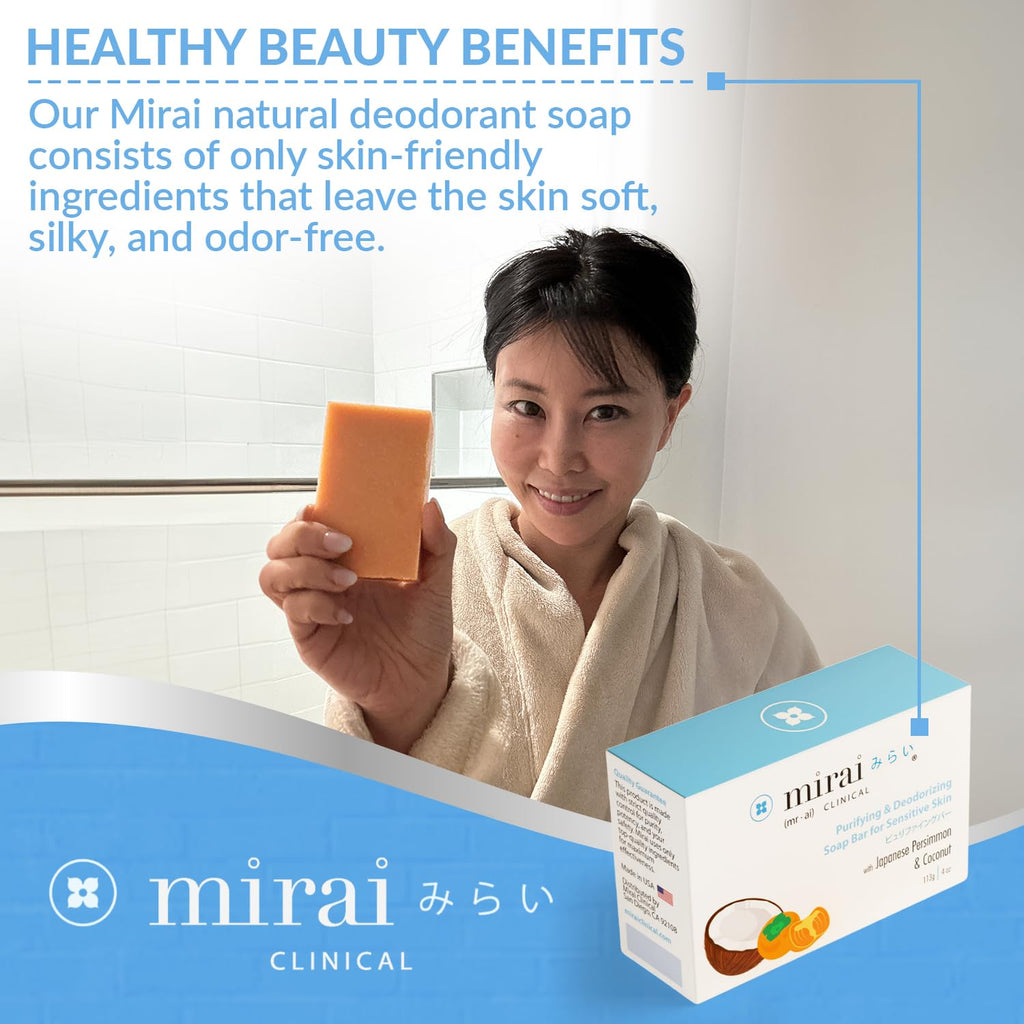 Mirai Persimmon Soap Bar for Body (100g) – Nonenal Odor Control with Japanese Persimmon & Green Tea