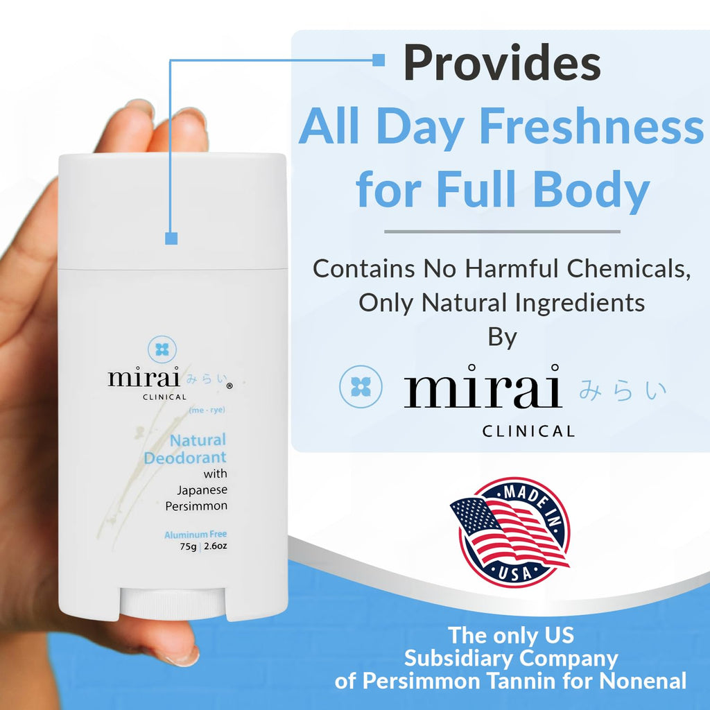 Mirai Clinical All Natural Deodorant – Unscented, Aluminum-Free, Full-Body Use