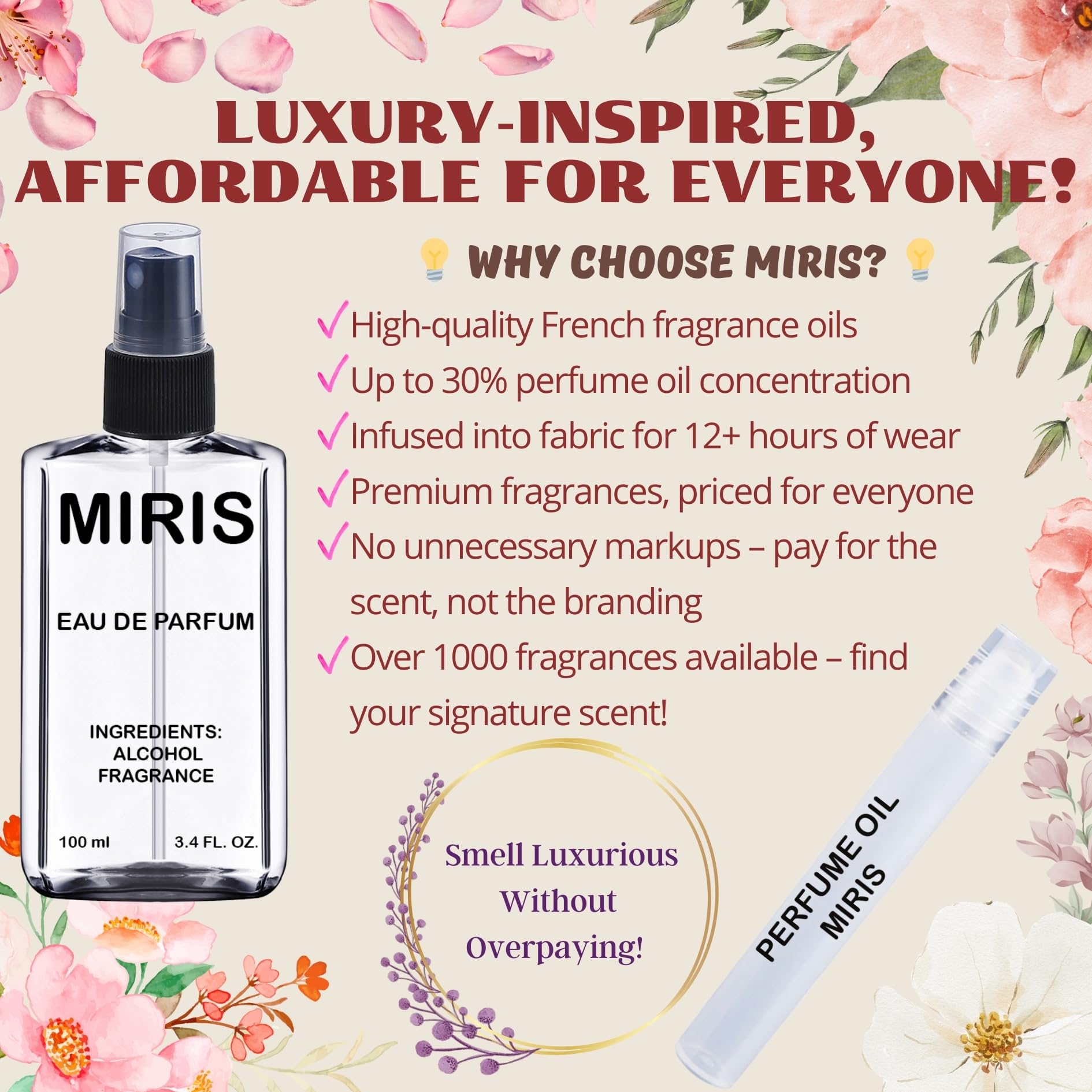 MIRIS No. 35475, Inspired by Silve Mounta Wate – Unisex Gourmet Eau de Parfum, 3.4 Fl Oz / 100 ml