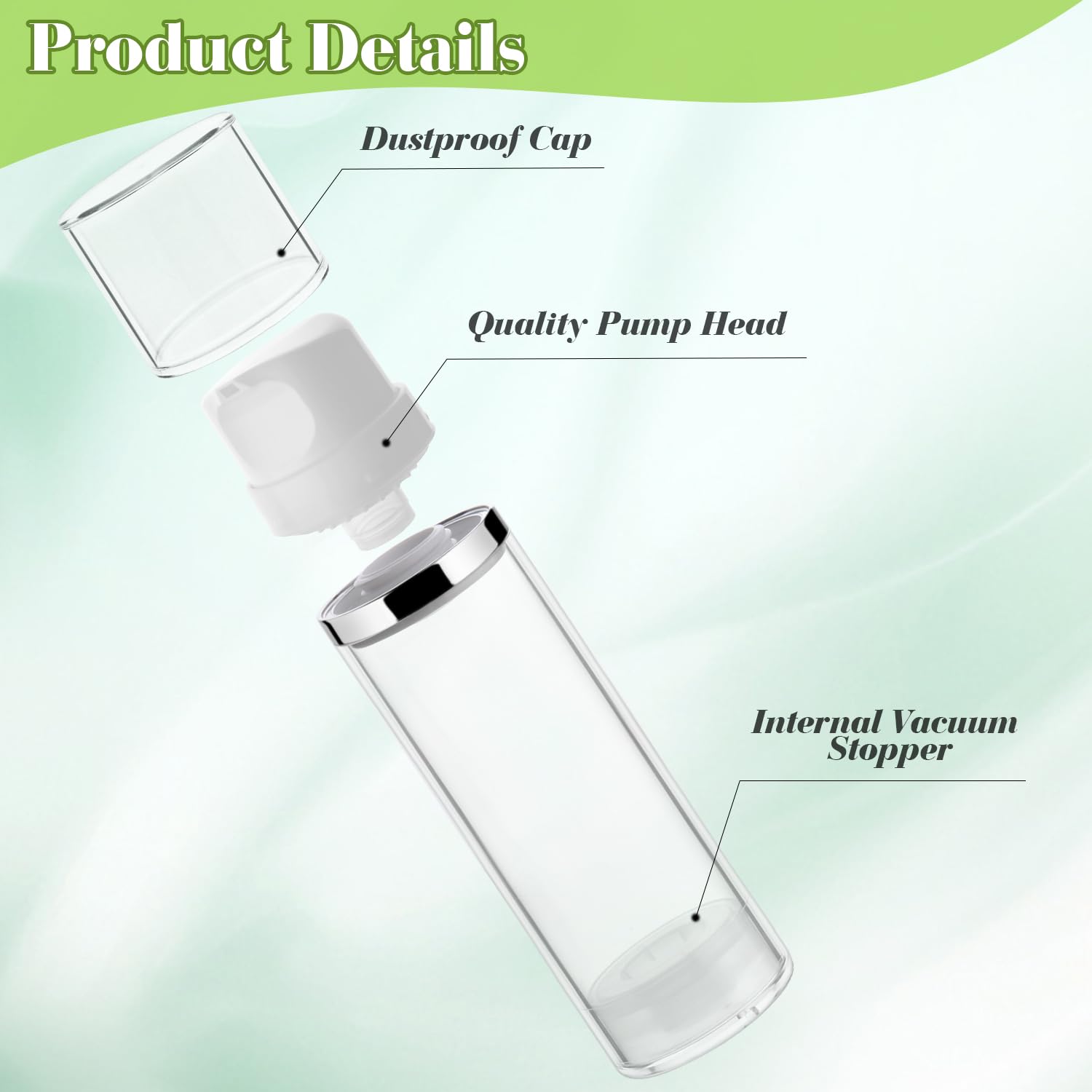 Mirrline 4-Piece 150ml Airless Pump Bottles | Vacuum Dispenser Travel Containers (2-Pack)