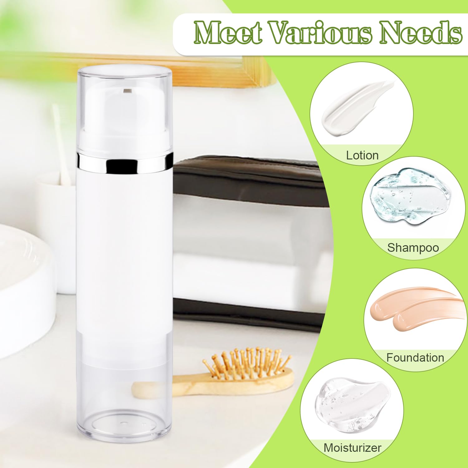 Mirrline 4-Piece 150ml Airless Pump Bottles | Vacuum Dispenser Travel Containers (2-Pack)