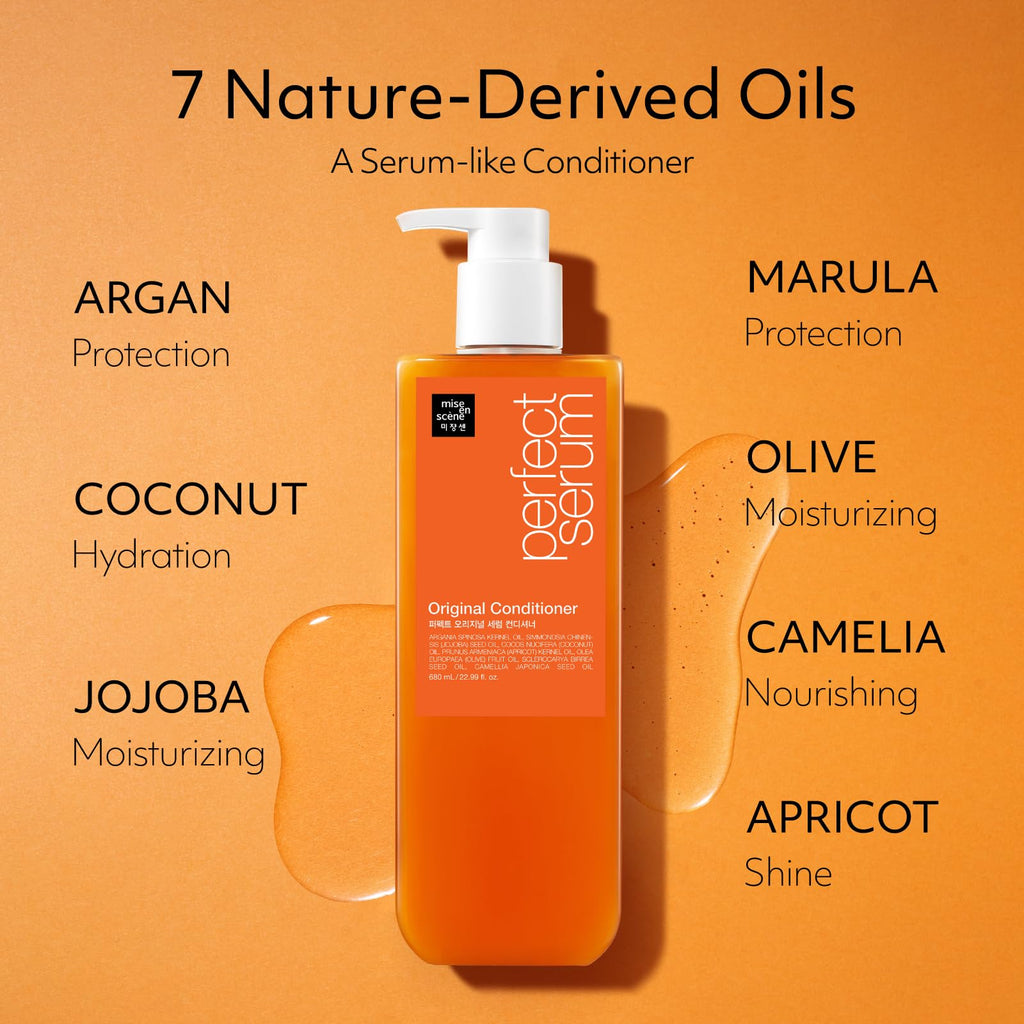 Mise En Scene Perfect Serum Original Conditioner for Damaged Hair – Argan Oil & Jojoba, 22.99 fl oz